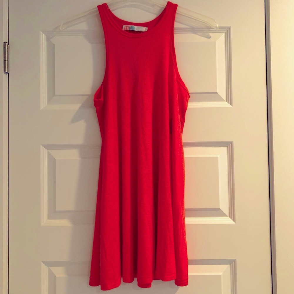 Free People beach Coral ribbed tank dress Sz Small NWT